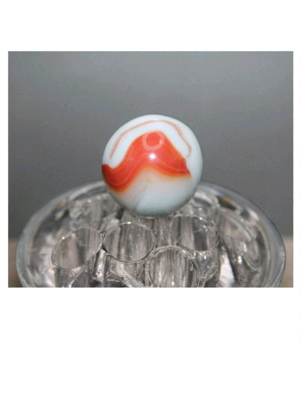 Vintage Vitro or Akro Agate Patch Shooter Marble 30mm Oxblood Blue